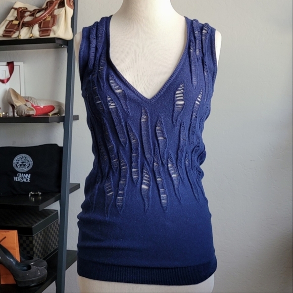 STELLA Mccartney distressed knit top distressed sleeveless sweater vest - Picture 1 of 7